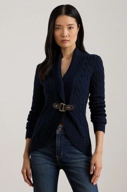 Bavlnený kardigán Lauren Ralph Lauren tmavomodrá farba, 200P03473