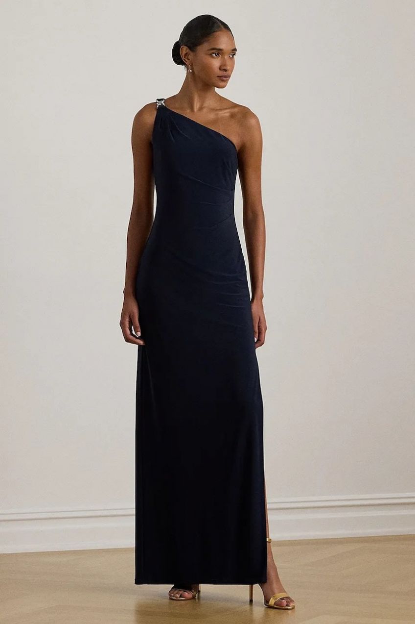 Šaty Lauren Ralph Lauren tmavomodrá farba, maxi, priliehavé, 253980922