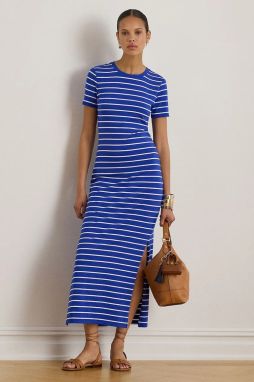 Šaty Lauren Ralph Lauren modrá farba, midi, rovný strih, 200P03768