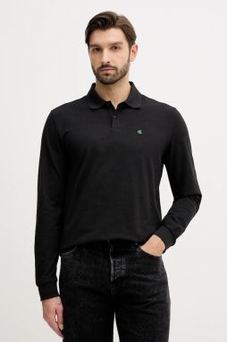 Bavlnené tričko s dlhým rukávom Calvin Klein Jeans čierna farba, jednofarebná, LV04RE201G