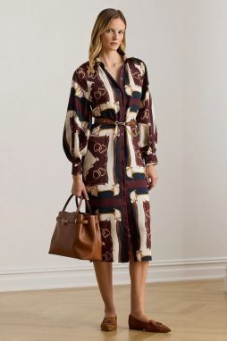 Šaty Lauren Ralph Lauren hnedá farba, mini, áčkový strih, 200P03555