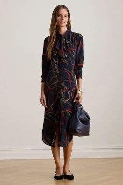 Šaty Lauren Ralph Lauren tmavomodrá farba, midi, rovný strih, 200P03552