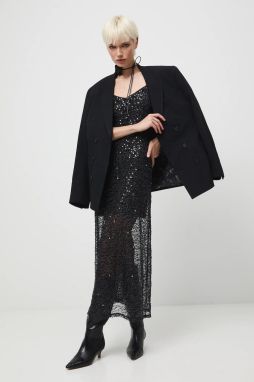 Šaty Medicine čierna farba, maxi, priliehavé