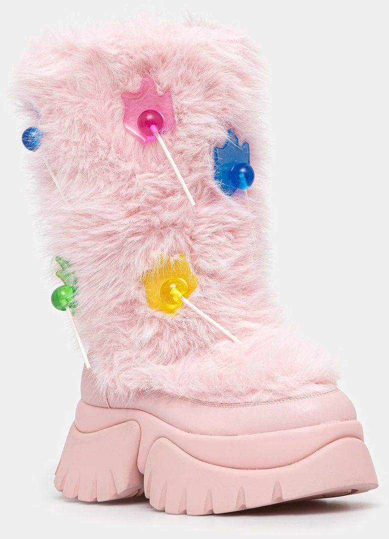 Snehule Koi Footwear Hairly Lollipop ružová farba, Hairly Lollipop