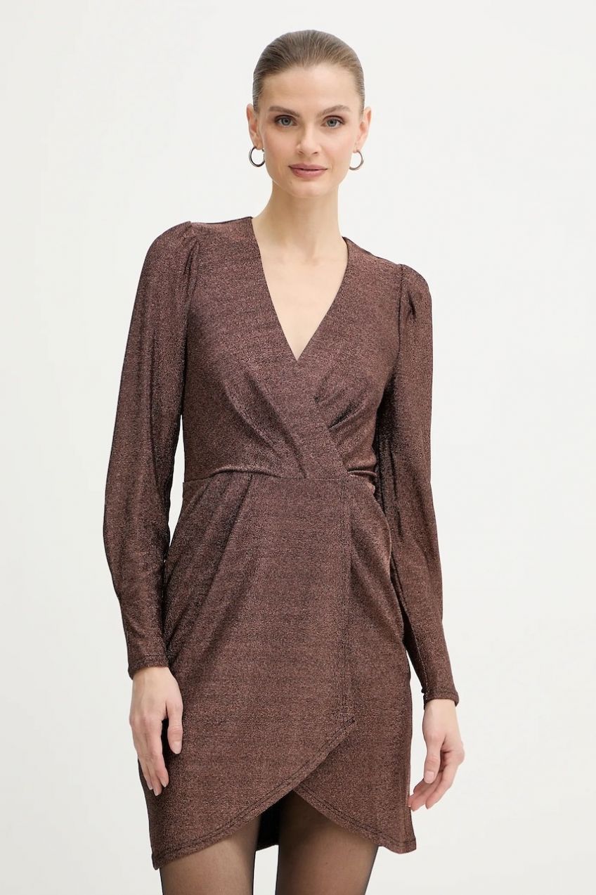 Šaty Morgan hnedá farba, mini, priliehavé, RNINO