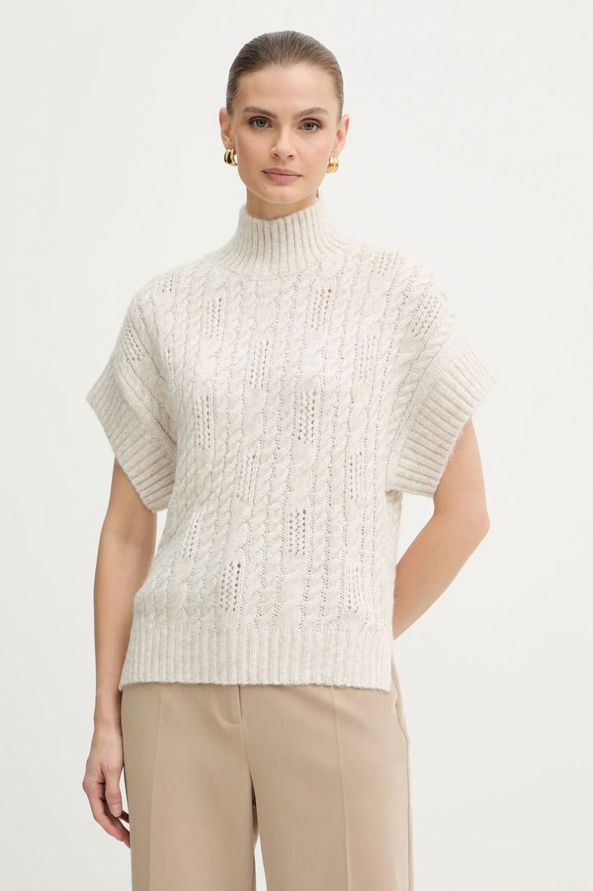 Sveter Morgan béžová farba, hrejivý, s rolákom, MPIKI