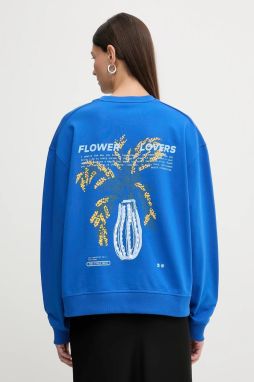 Bavlnená mikina Marc O'Polo modrá farba, s potlačou, 5000009350