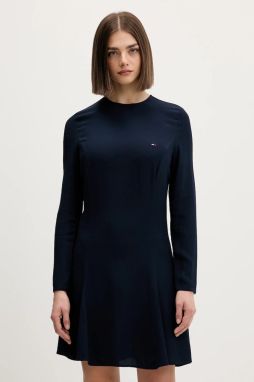 Šaty Tommy Jeans tmavomodrá farba, mini, áčkový strih, DW0DW21916