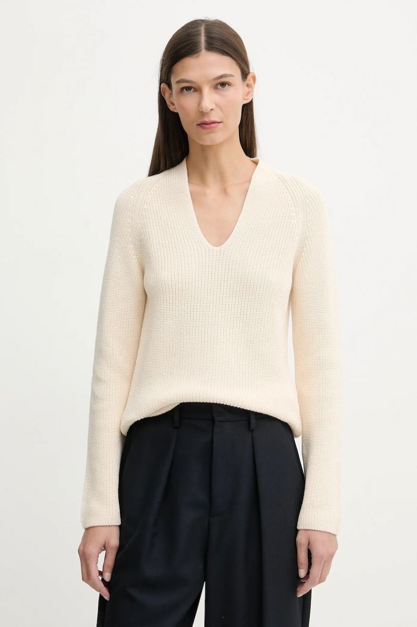 Bavlnený sveter Marc O'Polo béžová farba, 600605960323