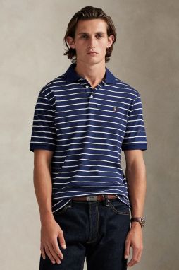 Bavlnené polo tričko Polo Ralph Lauren tmavomodrá farba, vzorované, 710P07353