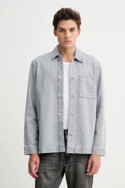 Rifľová košeľa Marc O'Polo šedá farba, regular, s klasickým golierom, 5000007430