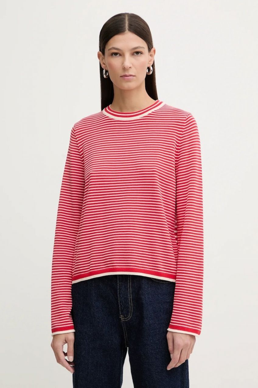 Bavlnený sveter Marc O'Polo červená farba, ľahký, 600602360007