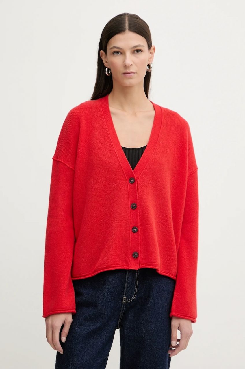 Vlnený kardigán Marc O'Polo červená farba, 600605461119