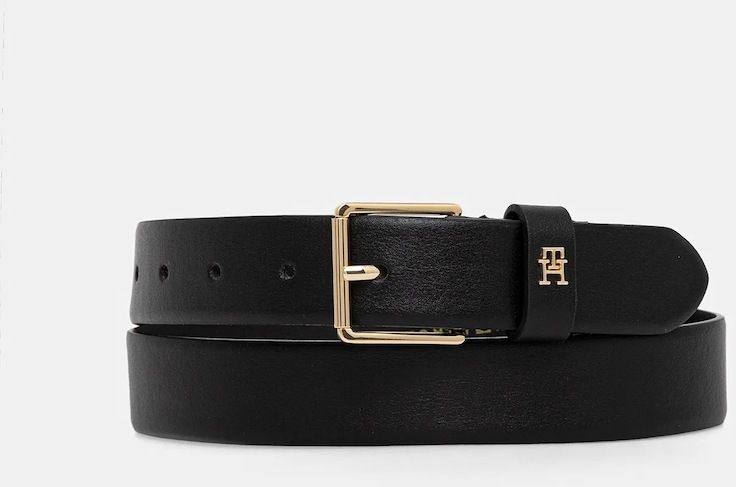 Kožený opasok Tommy Hilfiger čierna farba, AW0AW18251