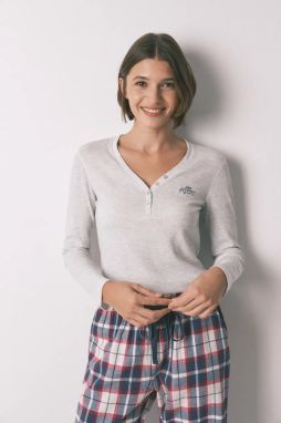 Pyžamové tričko s dlhým rukávom women'secret šedá farba, 3272334