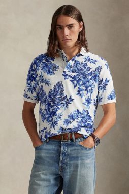 Bavlnené polo tričko Polo Ralph Lauren modrá farba, vzorované, 710P04013
