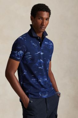 Bavlnené polo tričko Polo Ralph Lauren čierna farba, vzorované, 710P04012