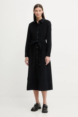 Menčestrové šaty Marc O'Polo tmavomodrá farba, midi, rovný strih, 600088221015