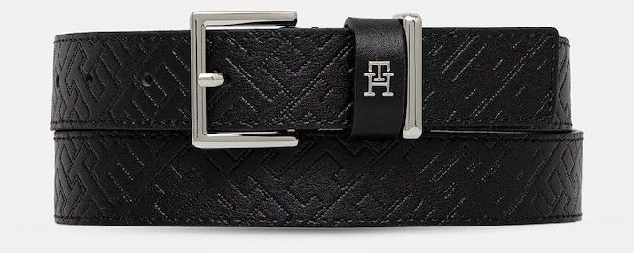 Kožený opasok Tommy Hilfiger čierna farba, AW0AW18110