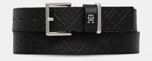 Kožený opasok Tommy Hilfiger čierna farba, AW0AW18110