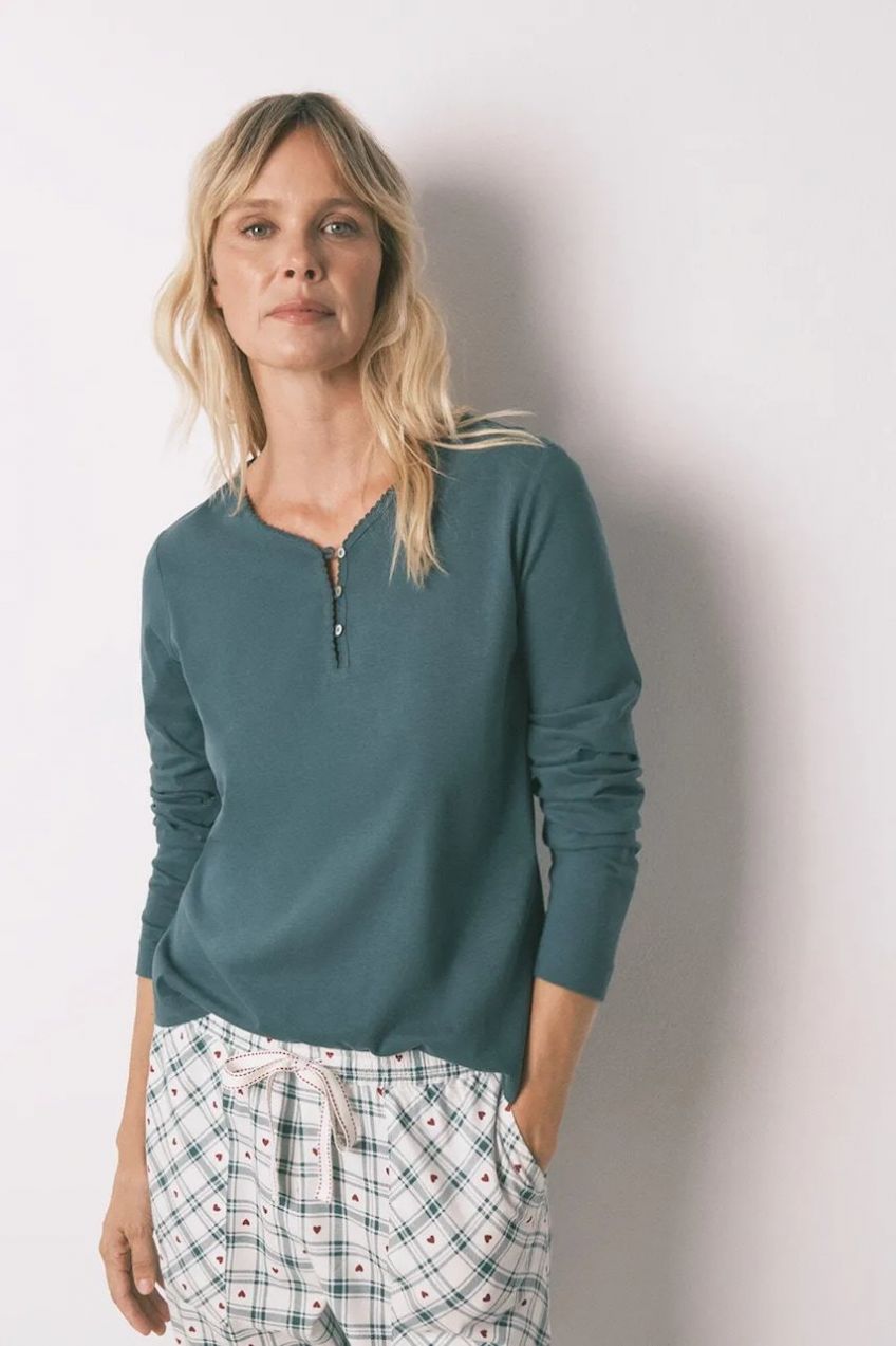 Bavlnené tričko s dlhým rukávom women'secret zelená farba, bavlnené, 3272323