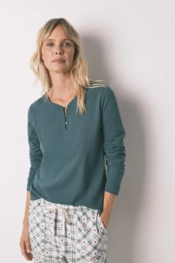 Bavlnené tričko s dlhým rukávom women'secret zelená farba, bavlnené, 3272323