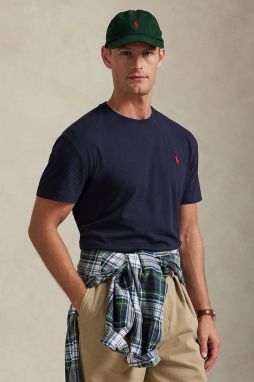 Bavlnené tričko Polo Ralph Lauren pánske, čierna farba, jednofarebné, 710707087