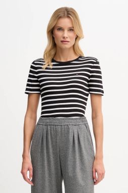Bavlnené tričko Tommy Hilfiger dámske, čierna farba, WW0WW40587