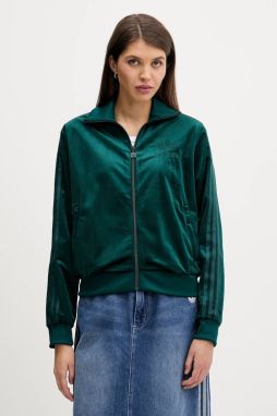 Mikina adidas Originals Velvet zelená farba, s nášivkou, JY2589