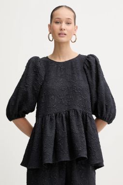 Blúzka Stine Goya tmavomodrá farba, vzorovaná, SG-PS26-T065-2458