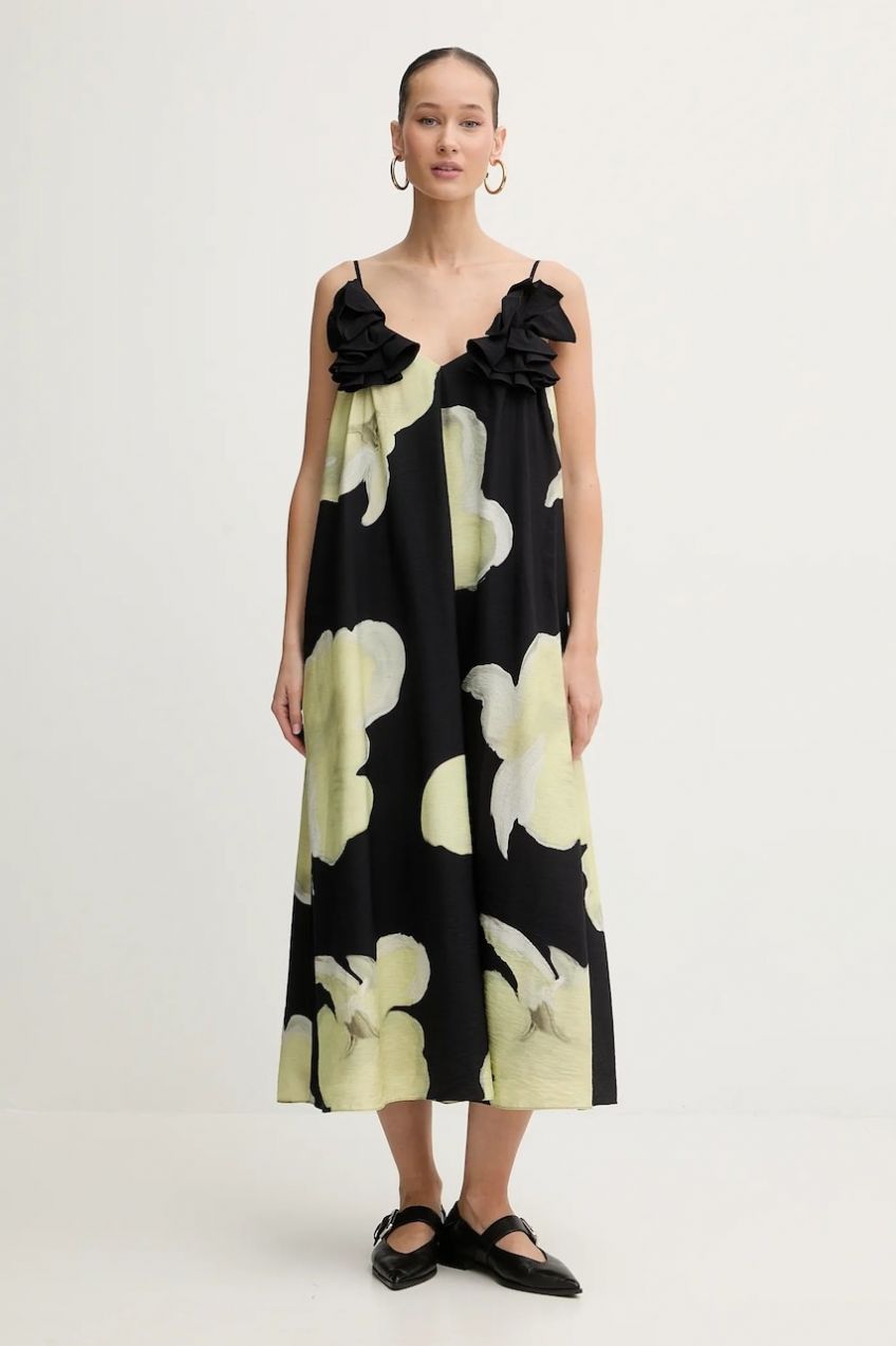 Šaty Stine Goya čierna farba, midi, rovný strih, SG-PS26-D207-2450