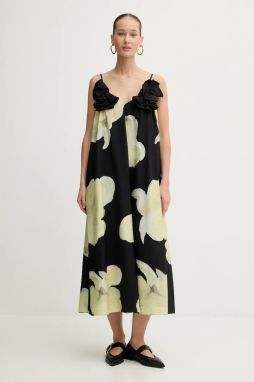 Šaty Stine Goya čierna farba, midi, rovný strih, SG-PS26-D207-2450