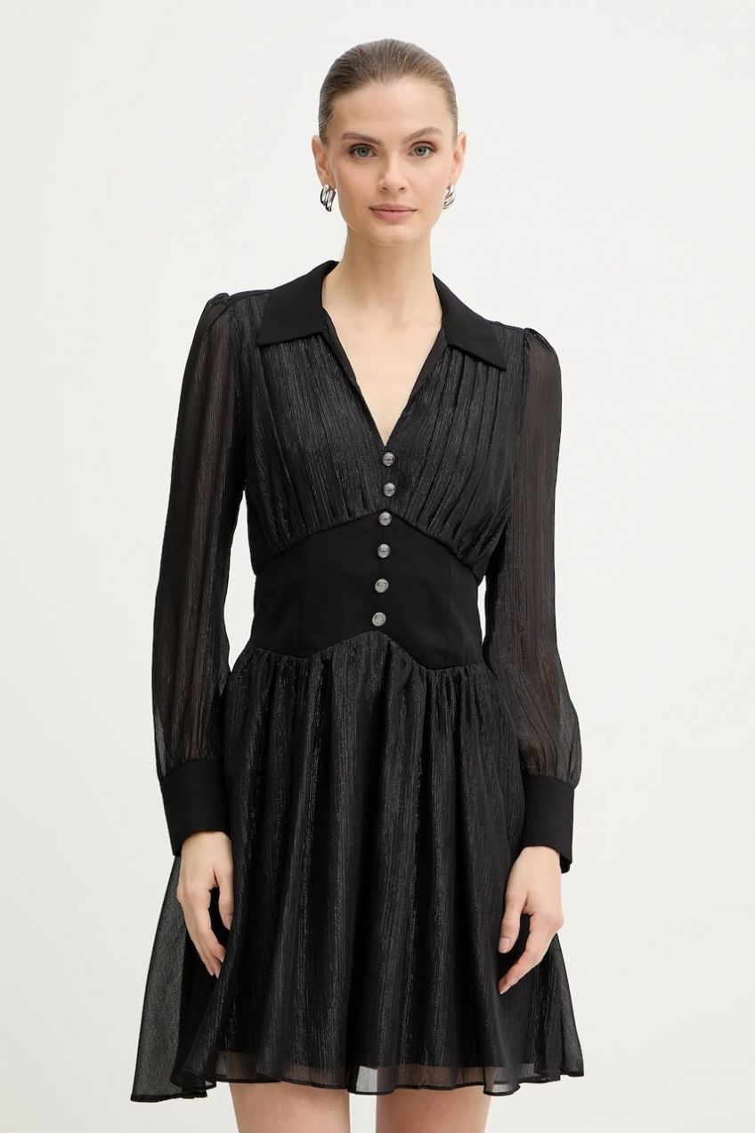 Šaty Morgan čierna farba, mini, áčkový strih, ROPLAM