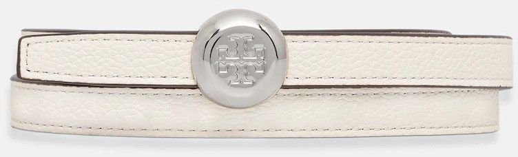 Kožený opasok Tory Burch Romy Reversible biela farba, 175052-100