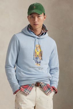 Mikina Polo Ralph Lauren modrá farba, s kapucňou, s potlačou, 710P04984