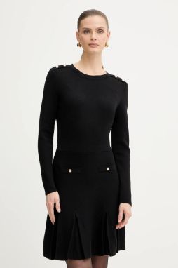 Šaty s prímesou vlny Morgan čierna farba, mini, áčkový strih, RMCOLO