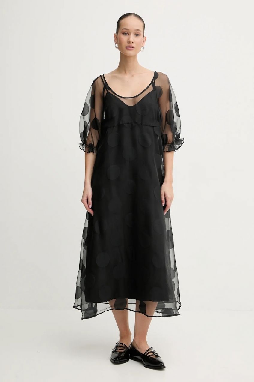 Šaty Stine Goya čierna farba, midi, áčkový strih, SG-PS26-D129-2460