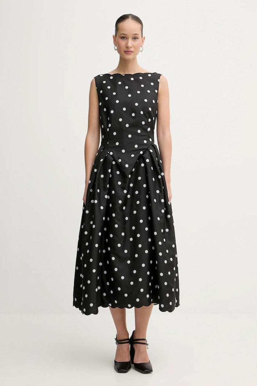 Šaty Stine Goya čierna farba, midi, áčkový strih, SG-PS26-D199-2451