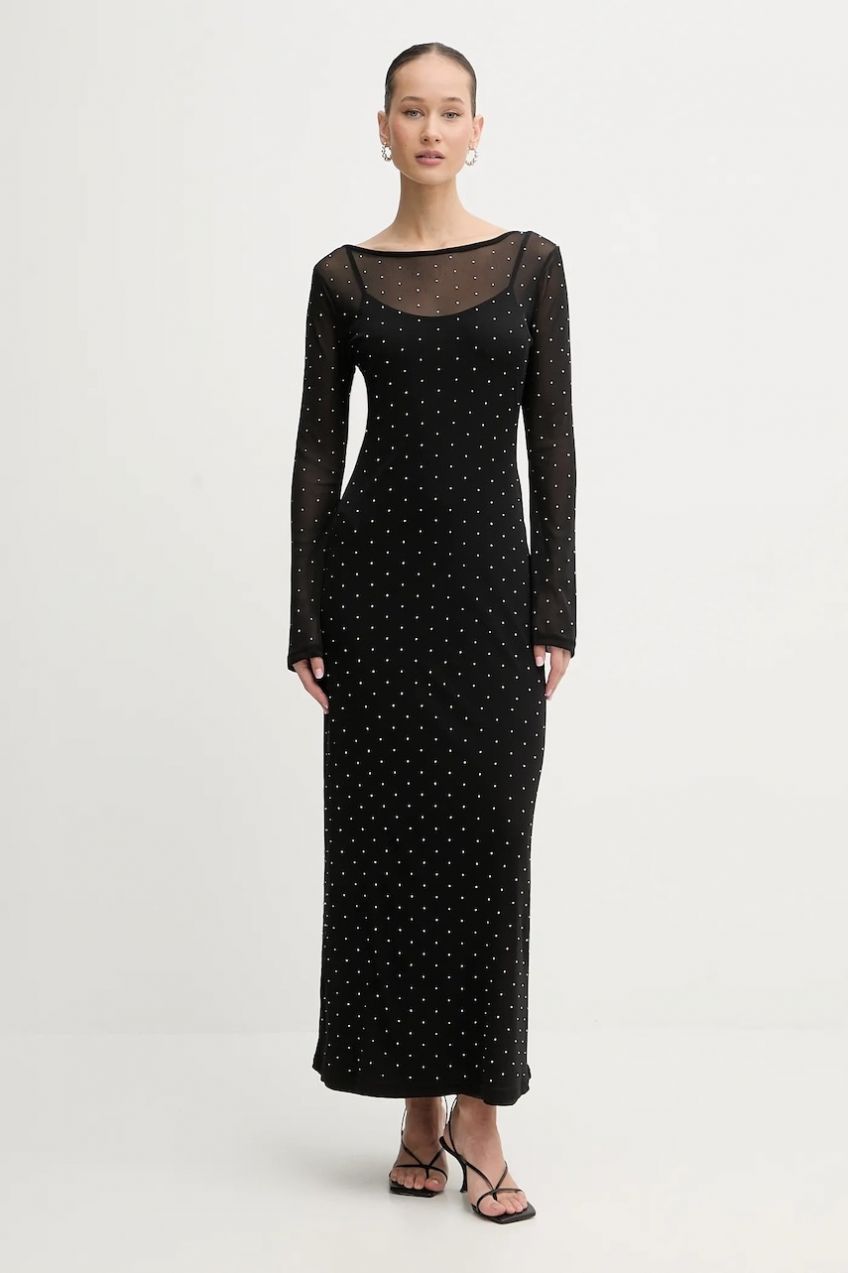 Šaty Never Fully Dressed čierna farba, maxi, rovný strih, NFDDR3122