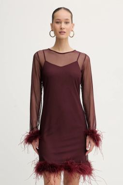 Šaty Never Fully Dressed bordová farba, mini, rovný strih, NFDDR3071