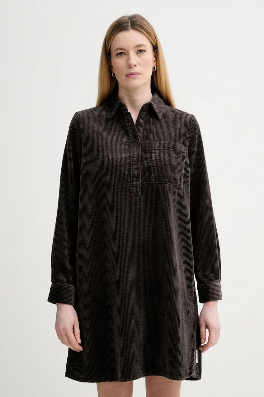 Menčestrové šaty Marc O'Polo hnedá farba, mini, rovný strih, 5000007458