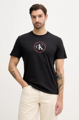 Bavlnené tričko Calvin Klein Jeans pánske, čierna farba, s potlačou, LV14RE816G