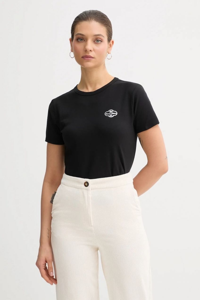 Tričko Calvin Klein Jeans dámske, čierna farba, LV047E812G