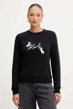 Mikina Karl Lagerfeld IKON SIGNATURE čierna farba, s potlačou, B1W20031