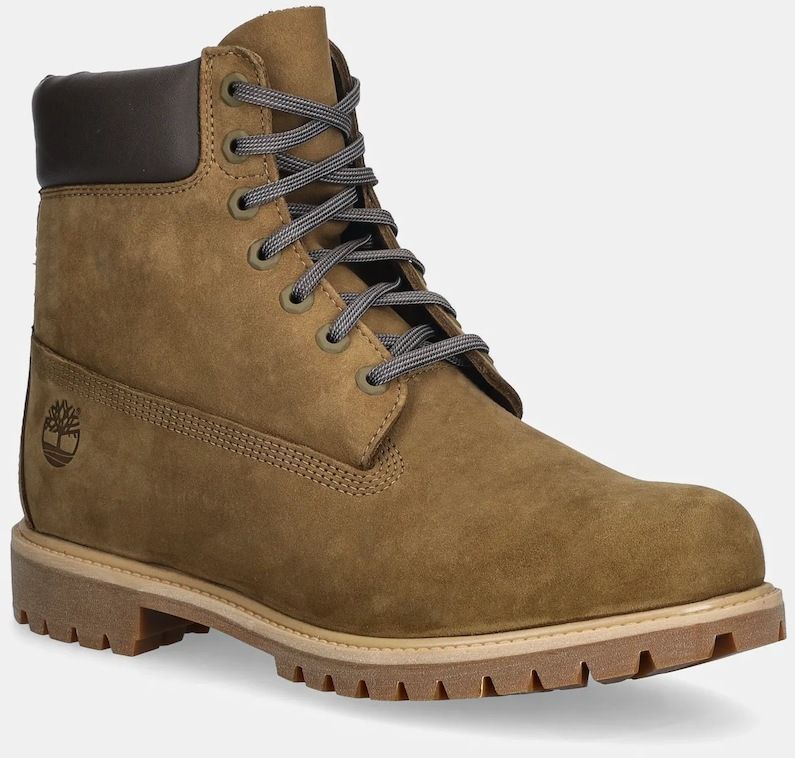 Nubukové čižmy Timberland Premium 6 Inch Lace Up Waterproof zelená farba, TB0A2P6WA5D1