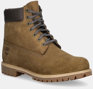 Nubukové čižmy Timberland Premium 6 Inch Lace Up Waterproof zelená farba, TB0A2P6WA5D1
