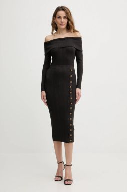 Šaty Guess hnedá farba, midi, priliehavé, W5BK89 Z2YJ2