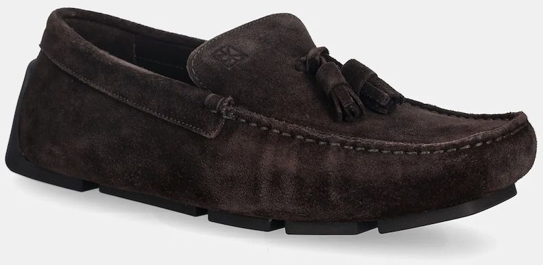 Semišové mokasíny Calvin Klein DRIVER TASSELS SU čierna farba, HM0HM02028