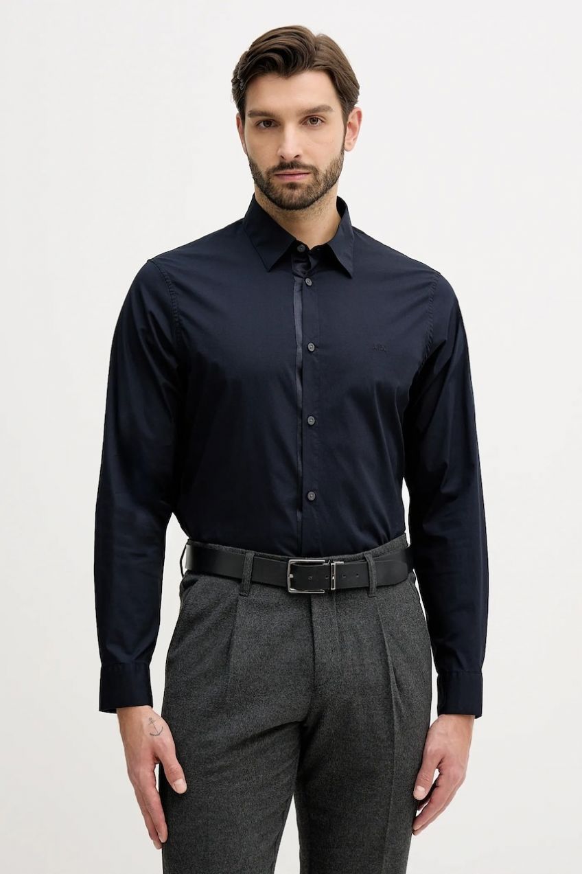 Košeľa Armani Exchange tmavomodrá farba, regular, s klasickým golierom, XM001500 AF16676