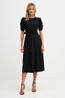 Šaty Dkny čierna farba, midi, áčkový strih, DD1G3848